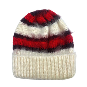 Stripe Fuzzy Hair Beanie